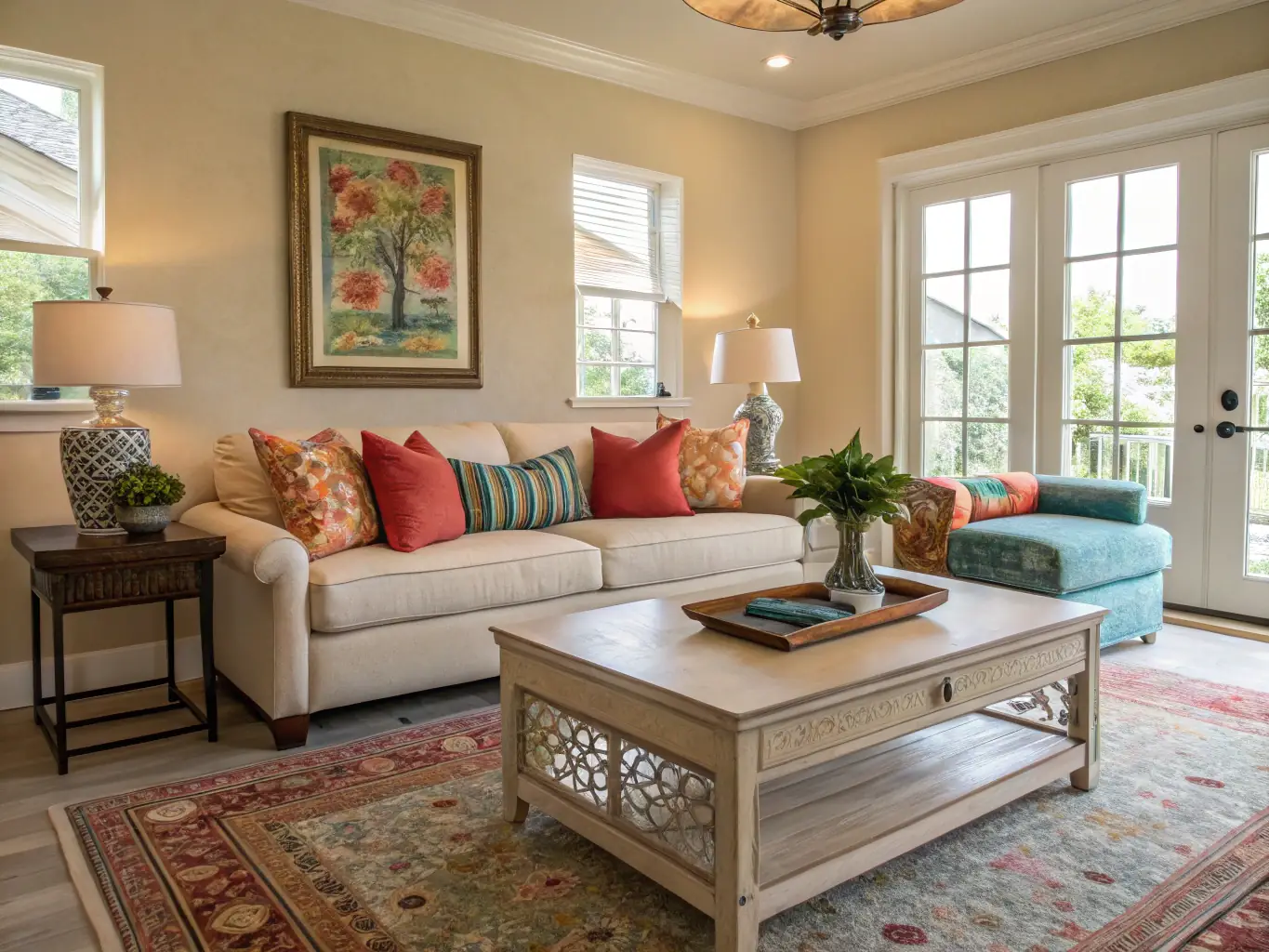 A modern interior featuring walls finished with Fyqon's decorative paints, showcasing the elegant textures and vibrant colors that enhance the space's aesthetic appeal.